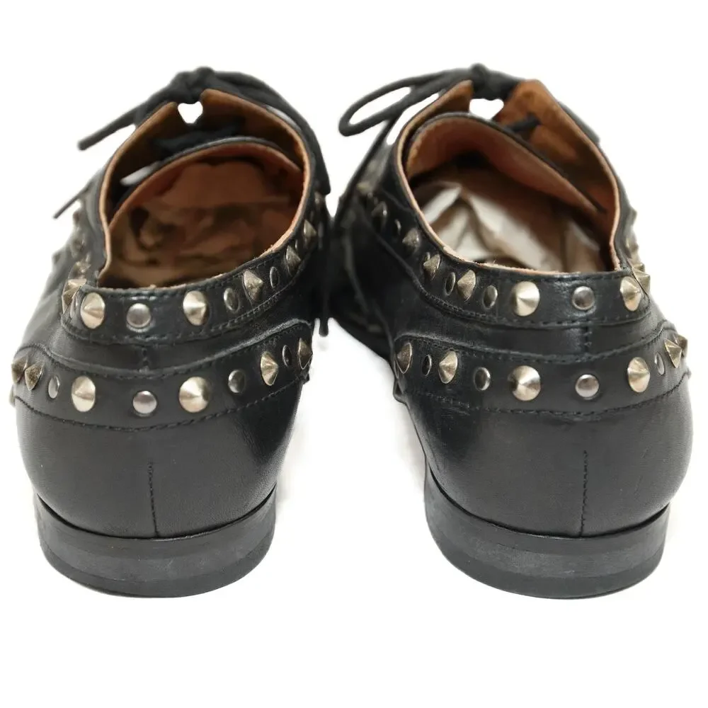 Sandro Black Studded Leather Brogue Oxfords Size 40 US 7
